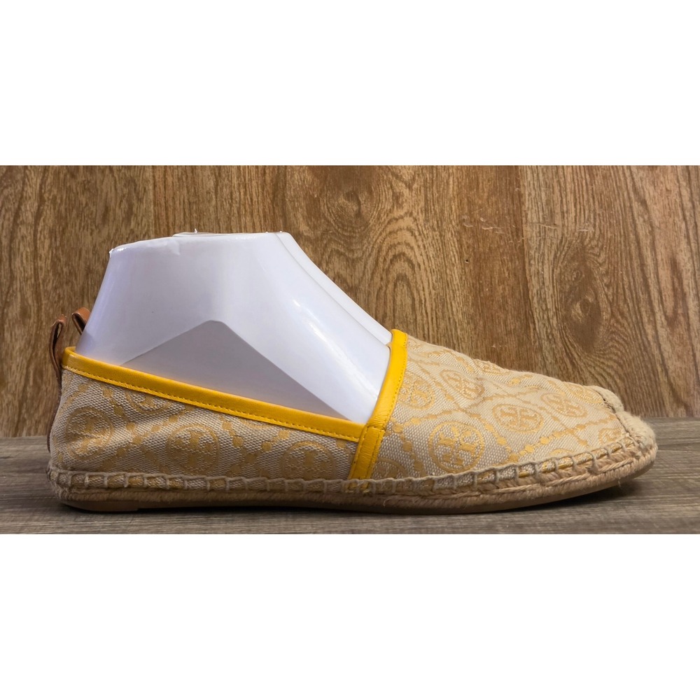 Tory Burch T Monogram Espadrille Flats Womens Size 8 Yellow